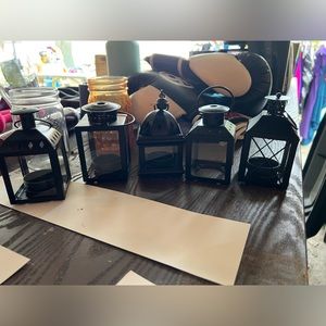 Set of 5 black tea light lanterns